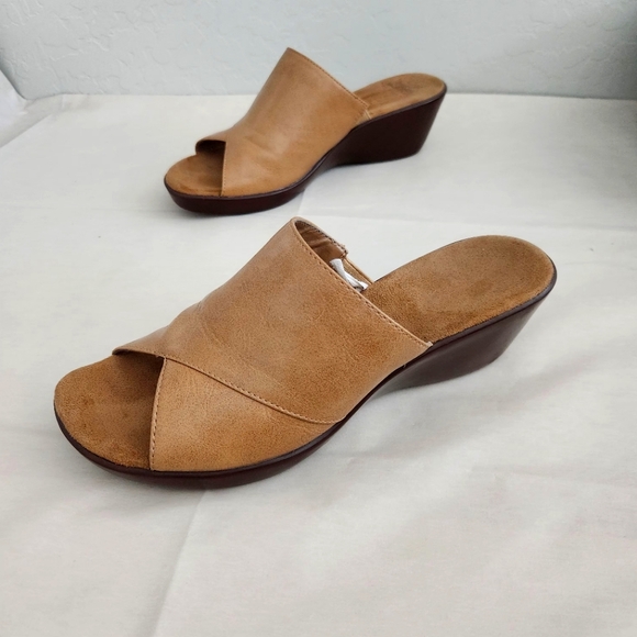 AEROSOLES Shoes Womens Aerosole Sandal Wedge Heel Faux Leather Slip